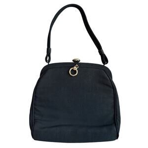 VNTG 1950s JR USA Black Handbag Evening Bag W. Mini Wallet Attachment